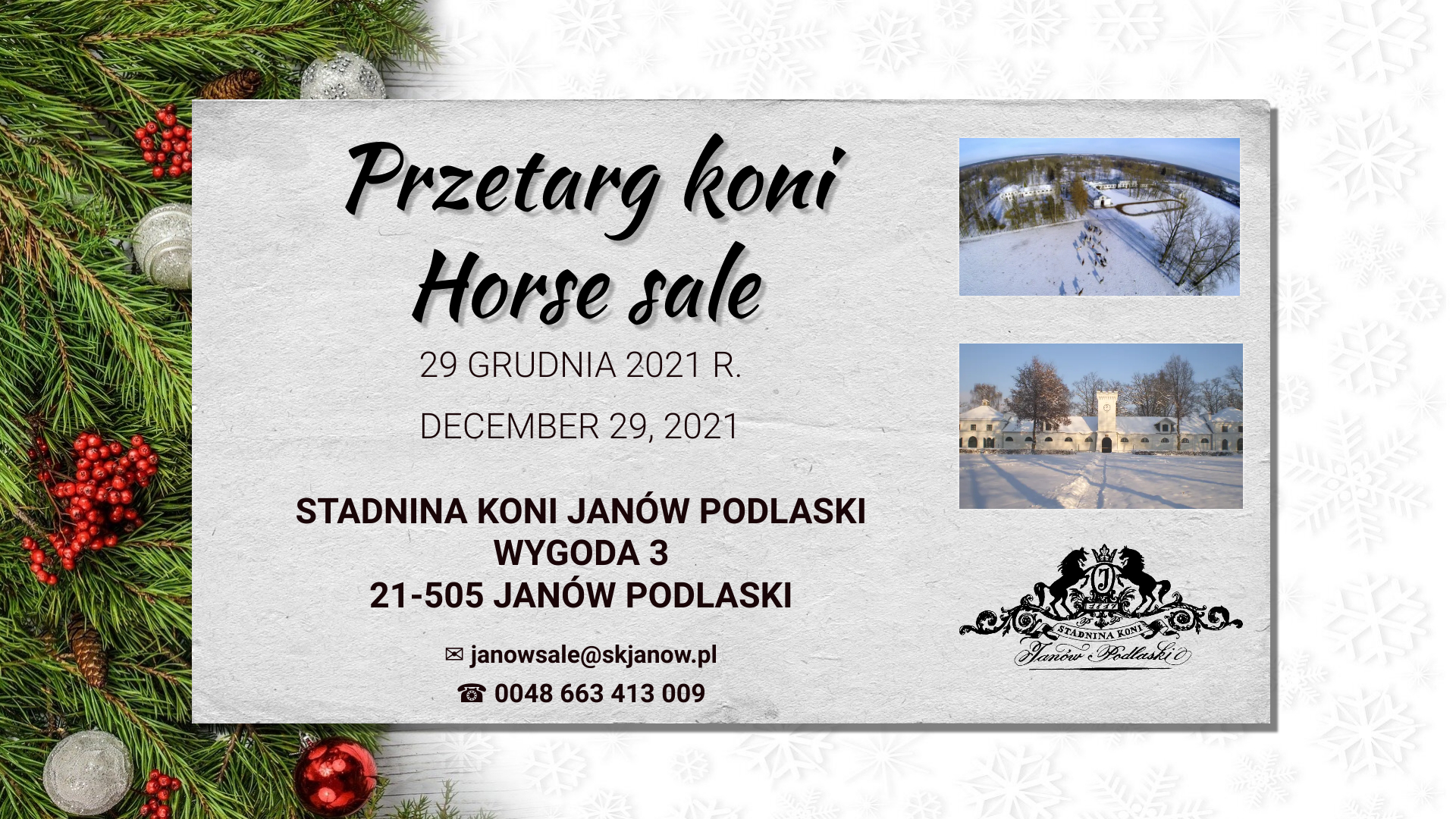 Przetarg koni/Horse sale 29.12.2021